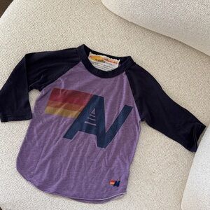 Aviator Nation Kids Purple and Dark Purple Long Sleeve Tee
